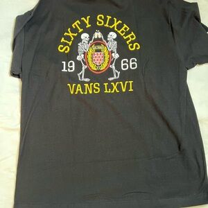 Vans Black Sixty Sixers Tee with Skeleton Design